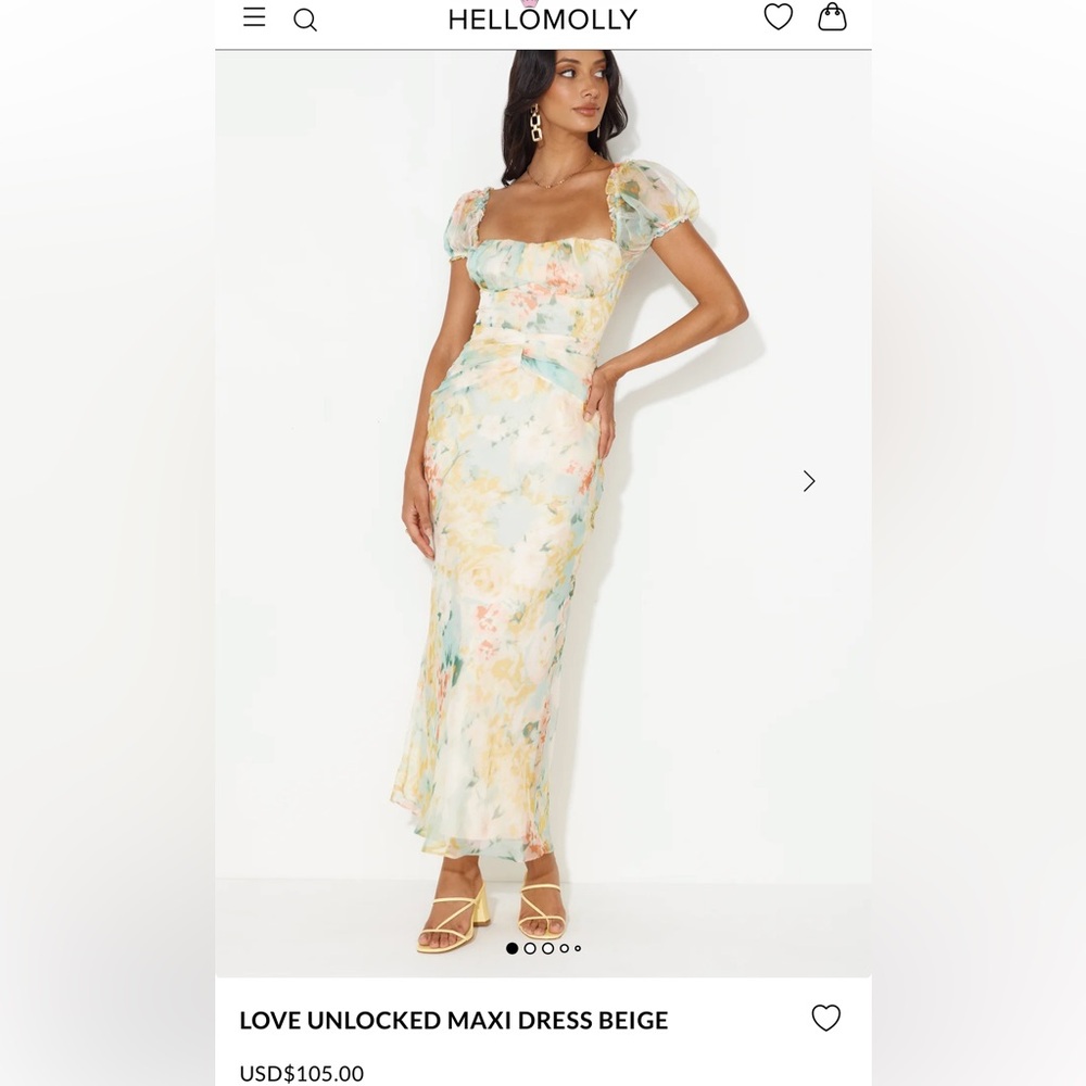 Hello Molly Pastel Floral Puff-Sleeve Maxi Dress